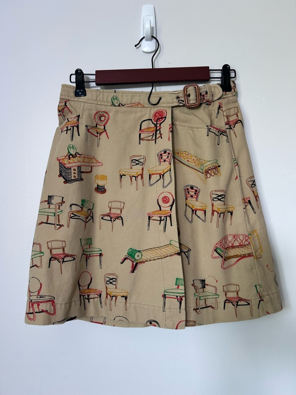Anthropologie Postmark Novelty Print Canvas Wrap Skirt SZ 4